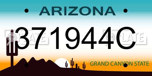 371944C Arizona License Plate