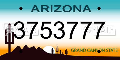 3753777 Arizona License Plate