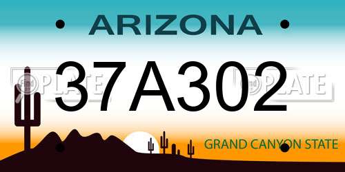 37A302 Arizona License Plate