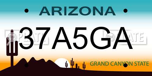 37A5GA Arizona License Plate