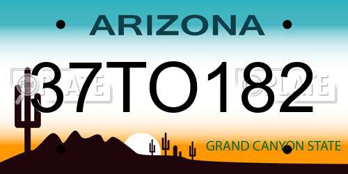 37TO182 Arizona License Plate
