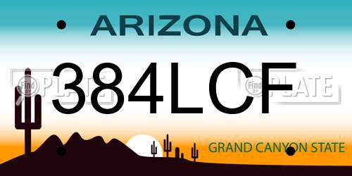 384LCF Arizona License Plate