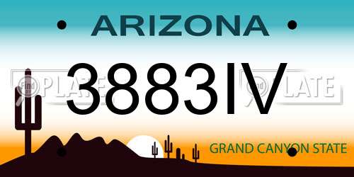 3883IV Arizona License Plate