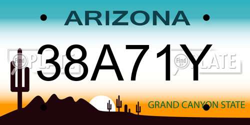 38A71Y Arizona License Plate