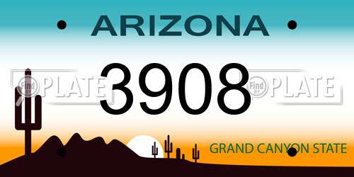 3908 Arizona License Plate