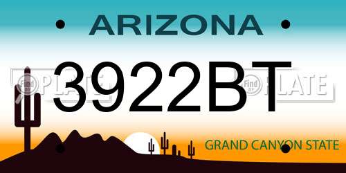 3922BT Arizona License Plate