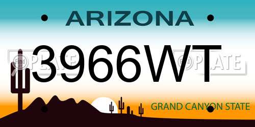 3966WT Arizona License Plate