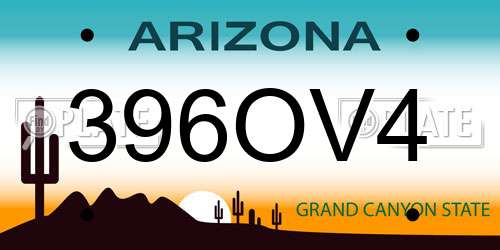 396OV4 Arizona License Plate