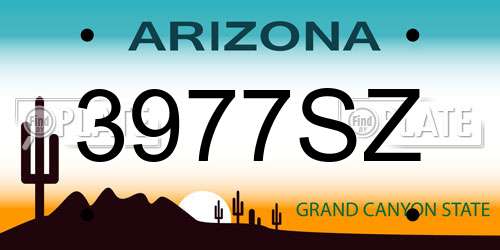 3977SZ Arizona License Plate