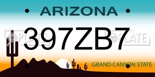 397ZB7 Arizona License Plate
