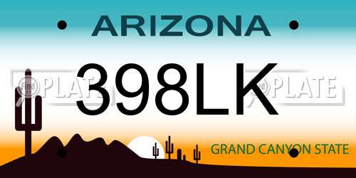 398LK Arizona License Plate