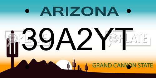 39A2YT Arizona License Plate