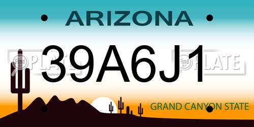 39A6J1 Arizona License Plate