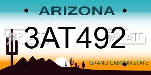 3AT492 Arizona License Plate