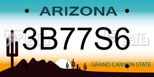 3B77S6 Arizona License Plate