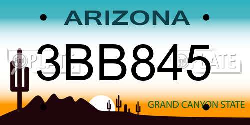 3BB845 Arizona License Plate