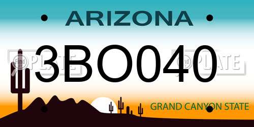 3BO040 Arizona License Plate