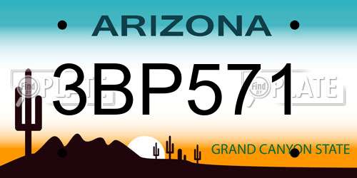 3BP571 Arizona License Plate