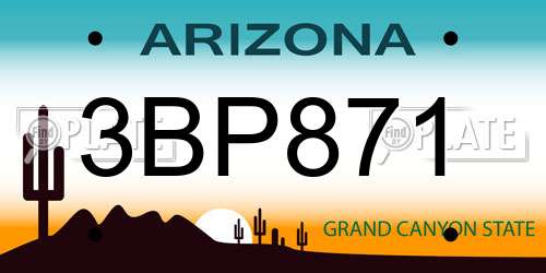 3BP871 Arizona License Plate