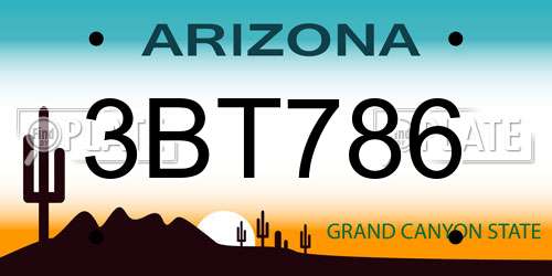 3BT786 Arizona License Plate