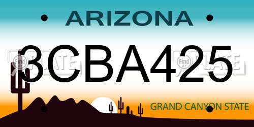 3CBA425 Arizona License Plate