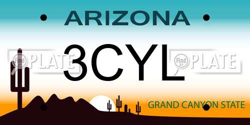 3CYL Arizona License Plate