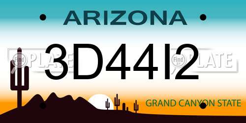 3D44I2 Arizona License Plate