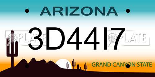3D44I7 Arizona License Plate