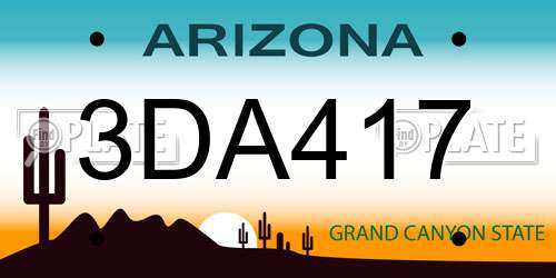 3DA417 Arizona License Plate