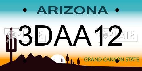 3DAA12 Arizona License Plate