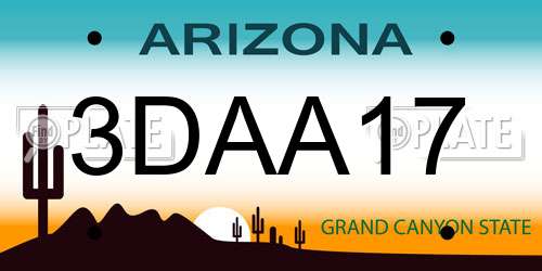 3DAA17 Arizona License Plate