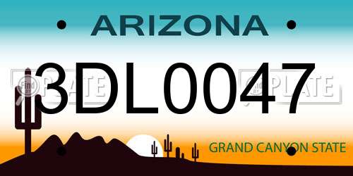 3DL0047 Arizona License Plate