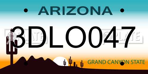 3DLO047 Arizona License Plate