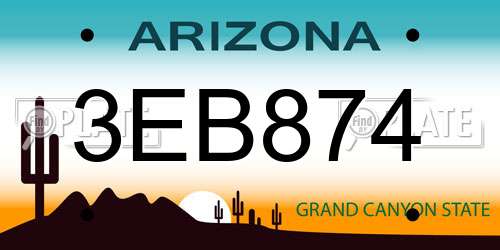 3EB874 Arizona License Plate