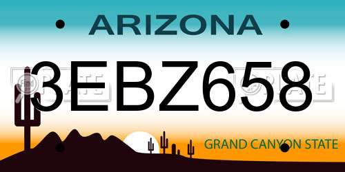 3EBZ658 Arizona License Plate
