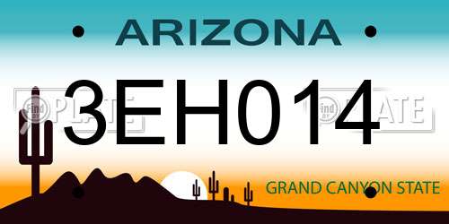 3EH014 Arizona License Plate