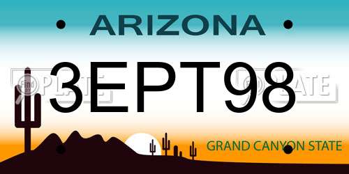 3EPT98 Arizona License Plate