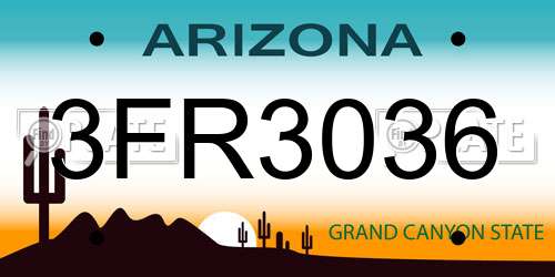 3FR3036 Arizona License Plate