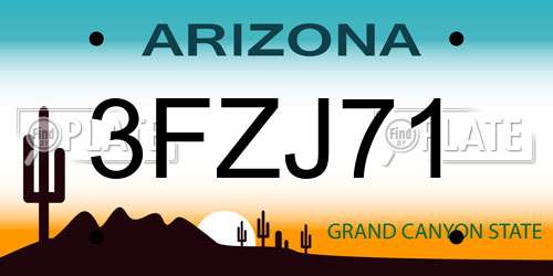 3FZJ71 Arizona License Plate