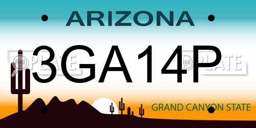 3GA14P Arizona License Plate