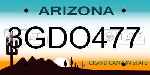 3GDO477 Arizona License Plate