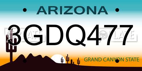 3GDQ477 Arizona License Plate