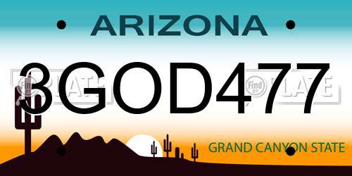 3GOD477 Arizona License Plate