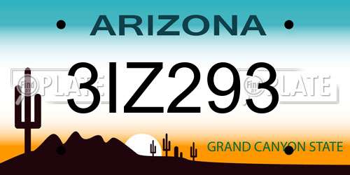 3IZ293 Arizona License Plate