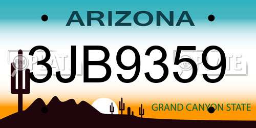 3JB9359 Arizona License Plate