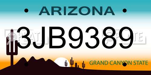 3JB9389 Arizona License Plate