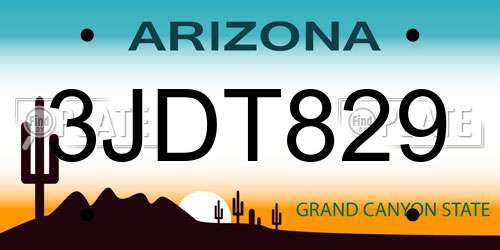 3JDT829 Arizona License Plate