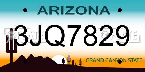 3JQ7829 Arizona License Plate
