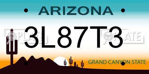 3L87T3 Arizona License Plate