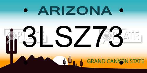 3LSZ73 Arizona License Plate